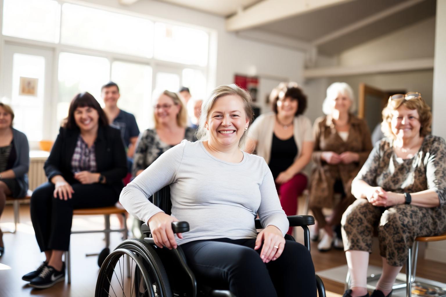 Participant enjoying community activity with support worker