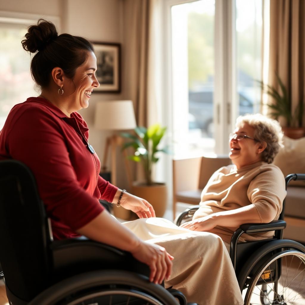 Wise Healthcare support worker chatting warmly with an NDIS participant